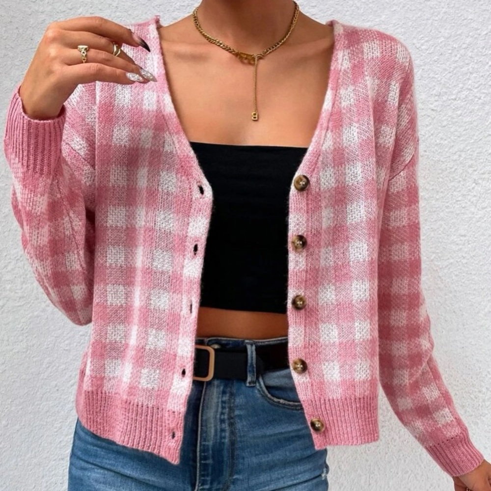 🆕NEW!🛍 Prissy Pink Gingham Cardigan